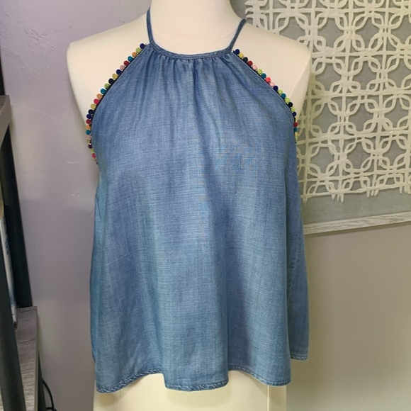 Honey punch tank with pompom accents size small - Picture 5 of 11